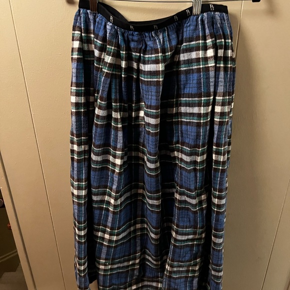 R13 100% Cotton Blue and Green Plaid Midi Skirt kilt - Picture 8 of 9